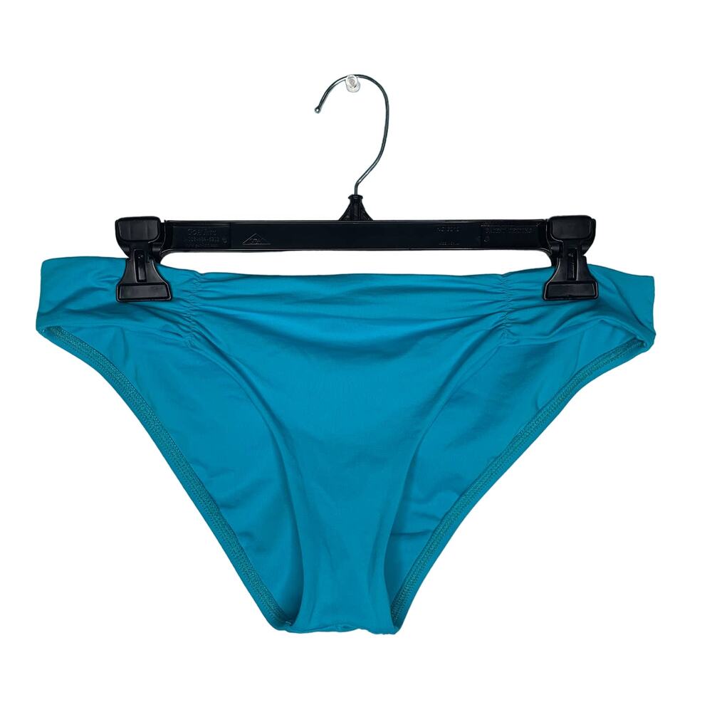 L*Space Bright Blue Ruched Full Cut Bikini Bottoms Large